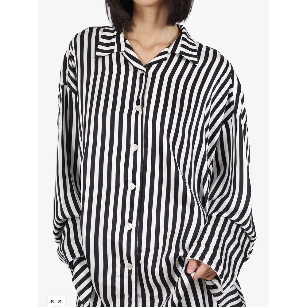 Sleeper Black White Stripe Pajama Top Oversized O/S